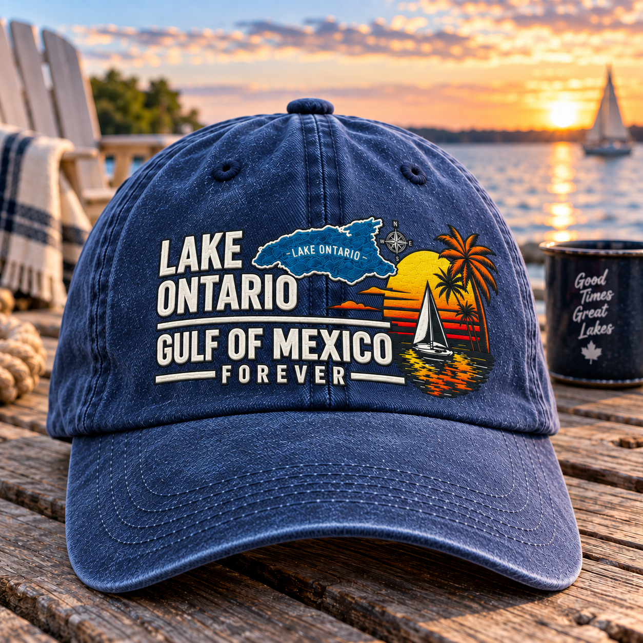 🔥 Lake Ontario & Gulf Forever Vintage Embroidered Cap 🌊