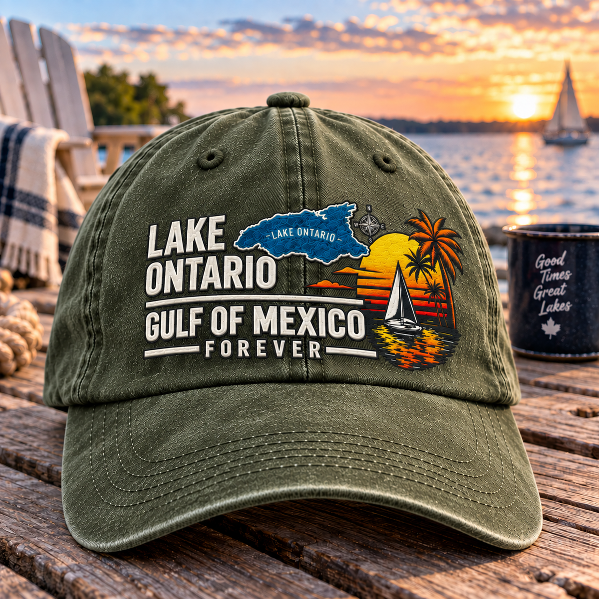 🔥 Lake Ontario & Gulf Forever Vintage Embroidered Cap 🌊