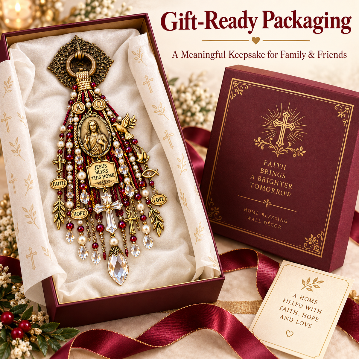 Gift-ready Christian door blessing keepsake presentation
