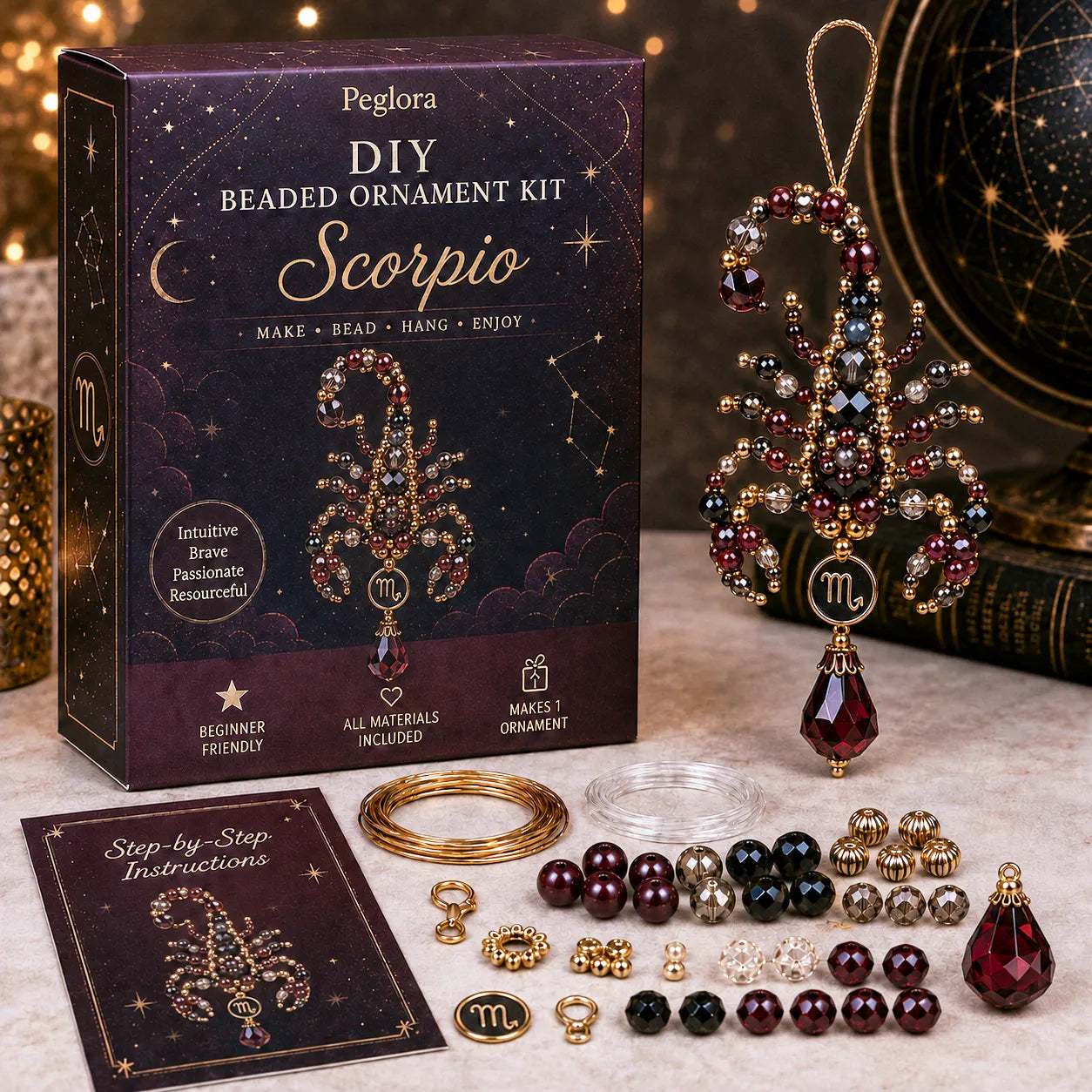 🌙 Beginner-Friendly Zodiac Blessing Beaded Ornament DIY Kit Collection