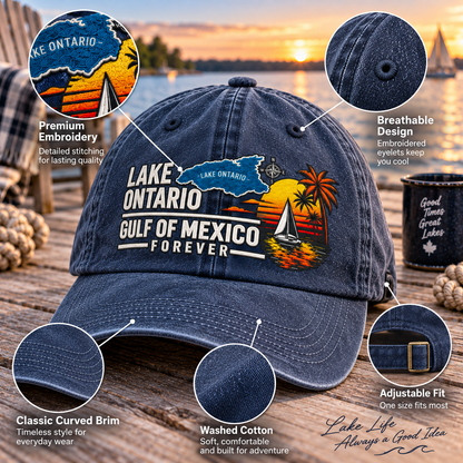 🔥 Lake Ontario & Gulf Forever Vintage Embroidered Cap 🌊