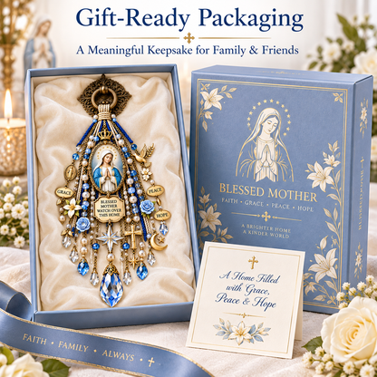 ✝️💙 Christian Door Blessing – Jesus & Virgin Mary Keepsake for Faith, Peace & Home