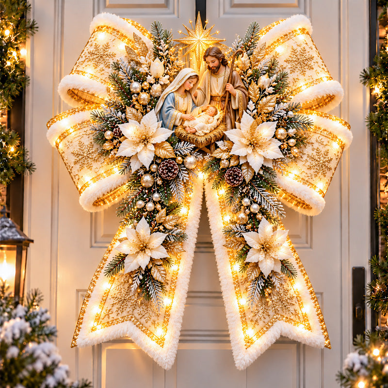 Holy Family Christian Christmas Blessing Bow