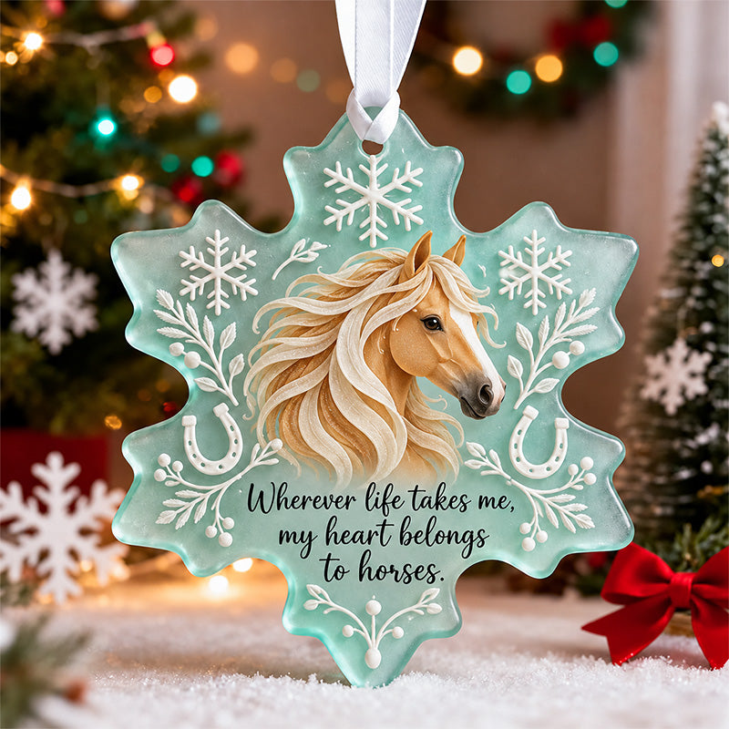 Heart Belongs to Horses Snowflake Ornament