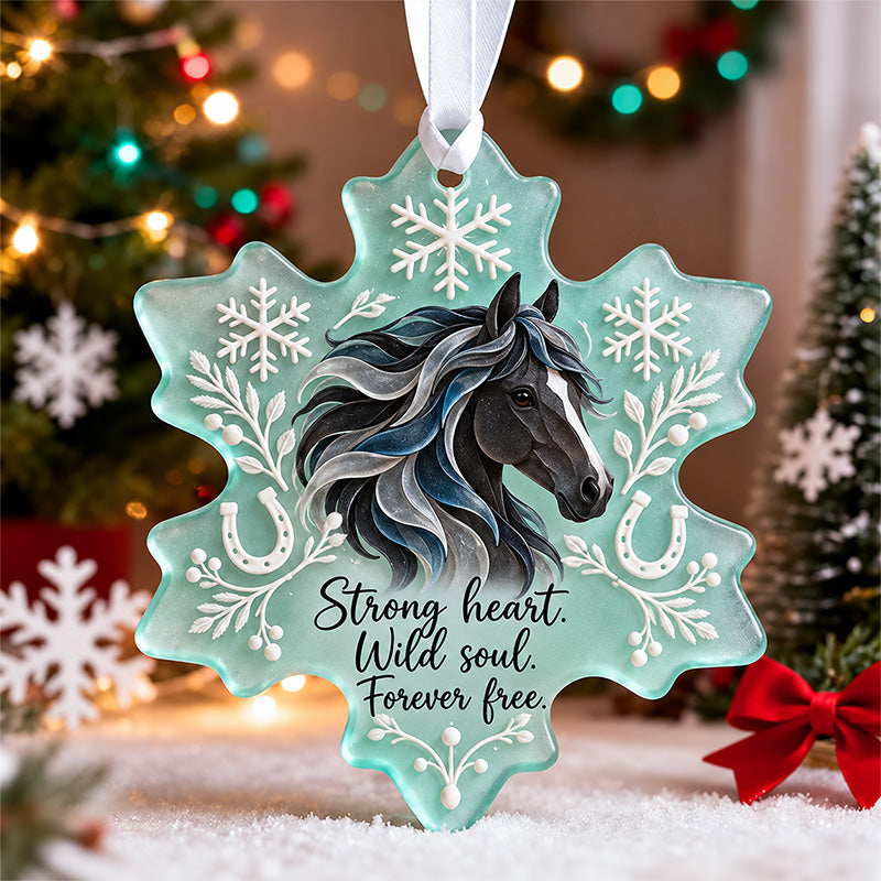 Wild Soul Black Horse Snowflake Ornament