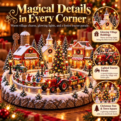 🚜🎄 Christmas Tractor Parade Village™ – Moving Lighted Tractor & Warm Small-Town Holiday Glow