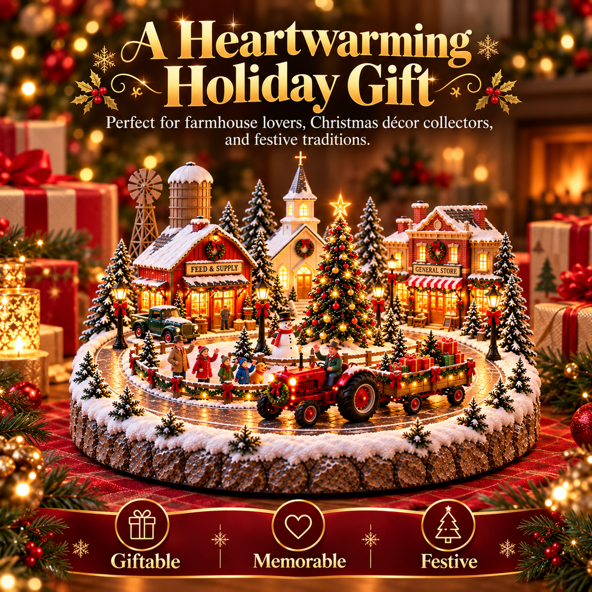 Christmas Tractor Parade Village holiday gift
