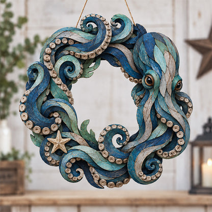 🐙🌊 Ocean Octopus Wreath – Coastal Sea Life Door & Wall Decor