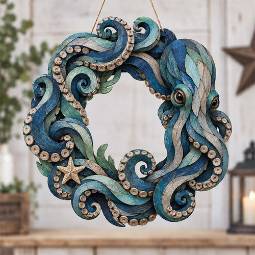 🐙🌊 Ocean Octopus Wreath – Coastal Sea Life Door & Wall Decor