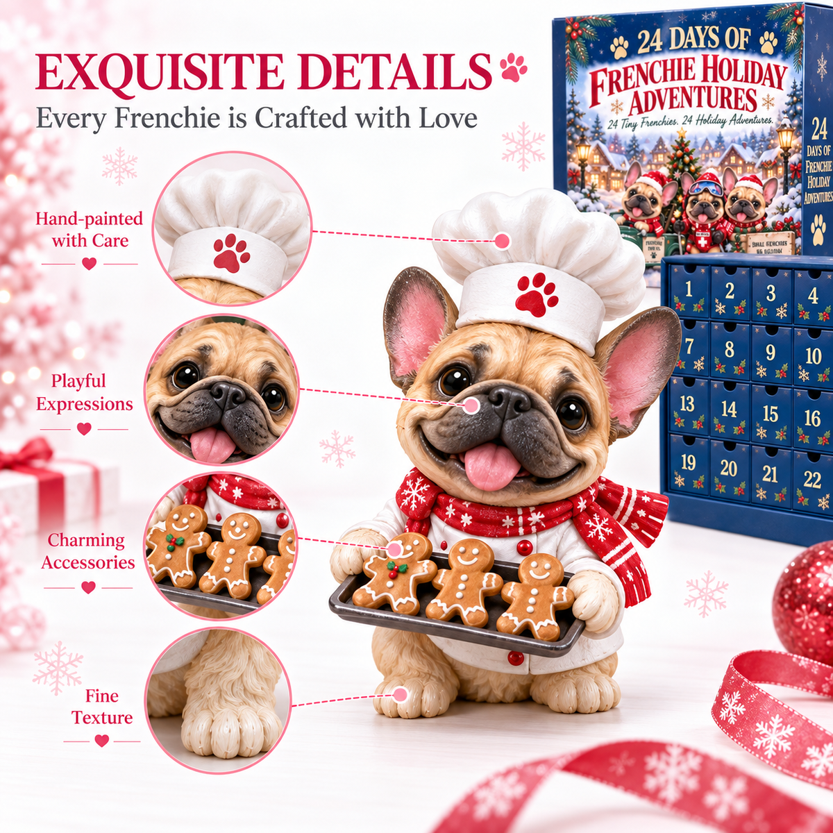✨🐾 Frenchie Holiday Adventures | 24 Unique Christmas French Bulldog Collectibles🎁