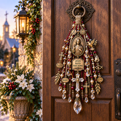✝️💙 Christian Door Blessing – Jesus & Virgin Mary Keepsake for Faith, Peace & Home