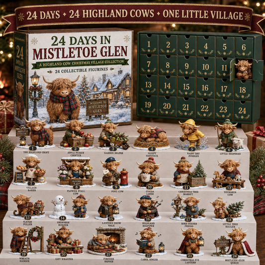 ⏰Limited Stock 50% OFF -🎄🐮 2026 Highland Cow Advent Calendar – 24 Days in Mistletoe Glen