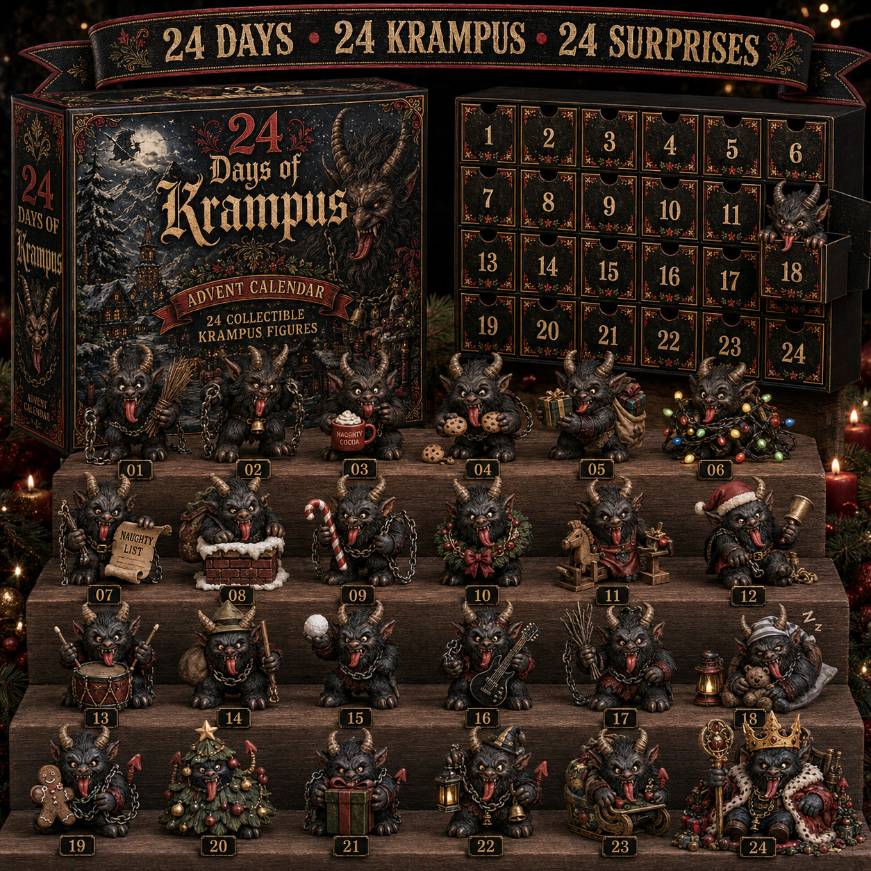 ⏰Limited Stock 50% OFF -😈🎄 2026 Krampus Advent Calendar – 24 Days of Wicked Christmas Mischief