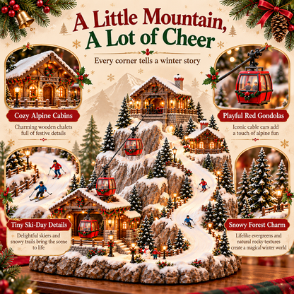 🚠🎄 Christmas Mountain Ski Village™ – Moving Cable Cars & Warm Alpine Glow