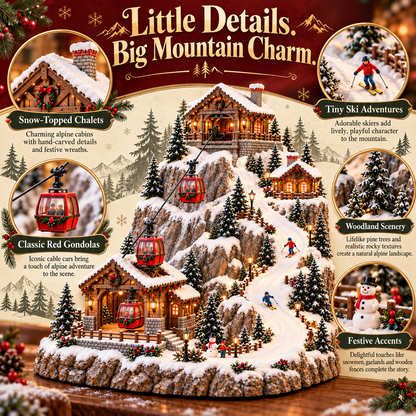 🚠🎄 Christmas Mountain Ski Village™ – Moving Cable Cars & Warm Alpine Glow