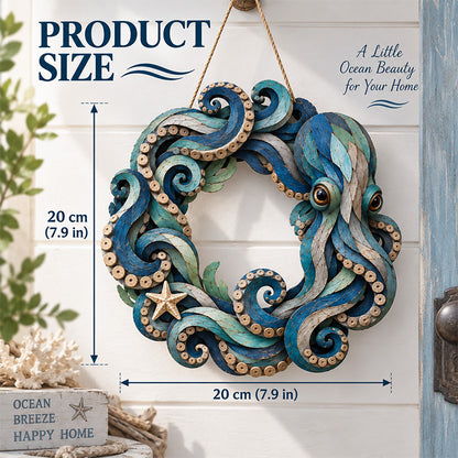 🐙🌊 Ocean Octopus Wreath – Coastal Sea Life Door & Wall Decor