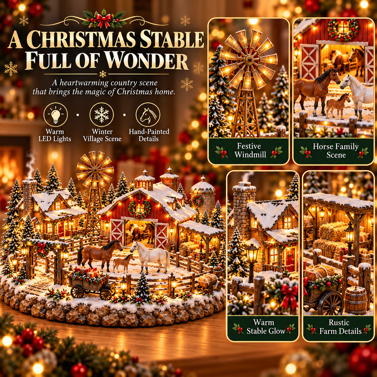 Christmas Horse Stable Village Details