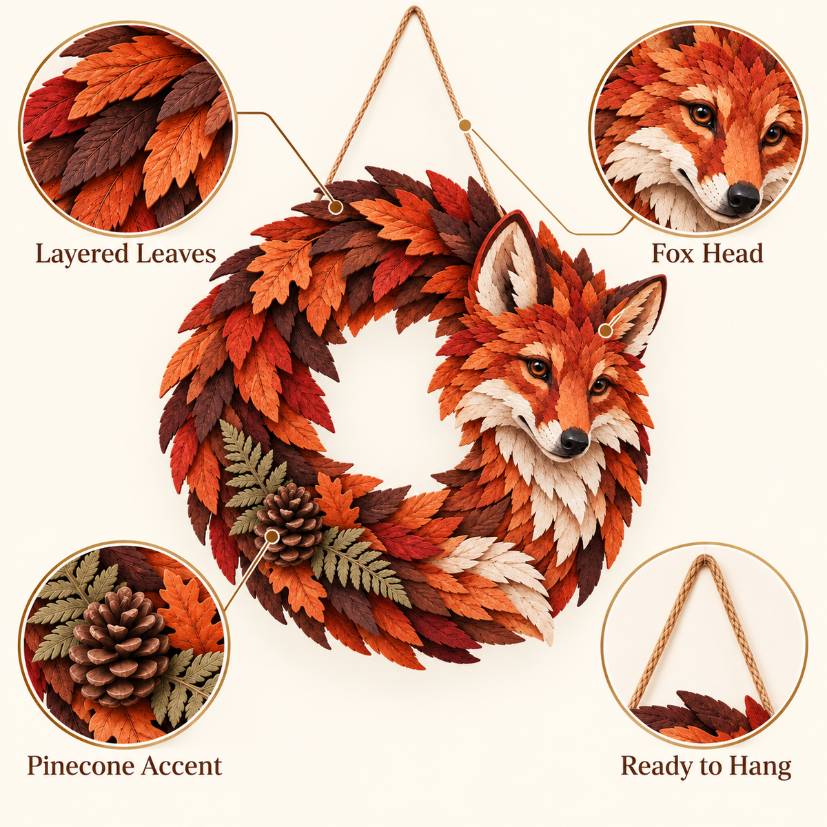 🍂🦊 Red Fox Woodland Wreath