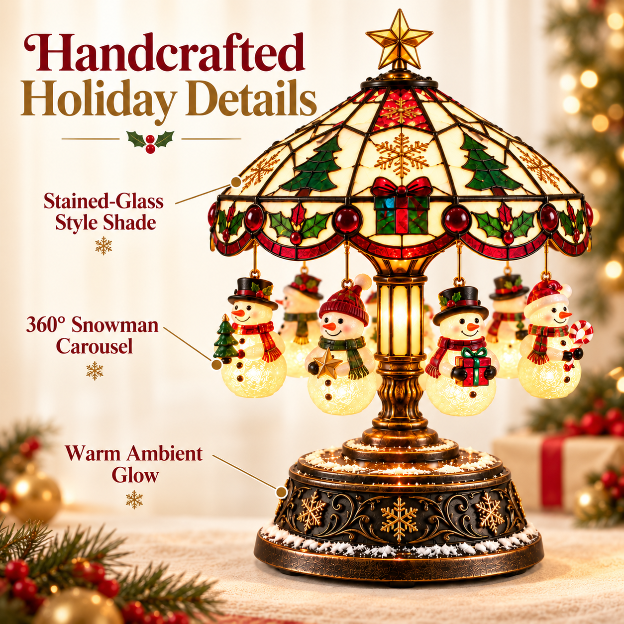 ⛄✨ Christmas Snowman Rotating Light