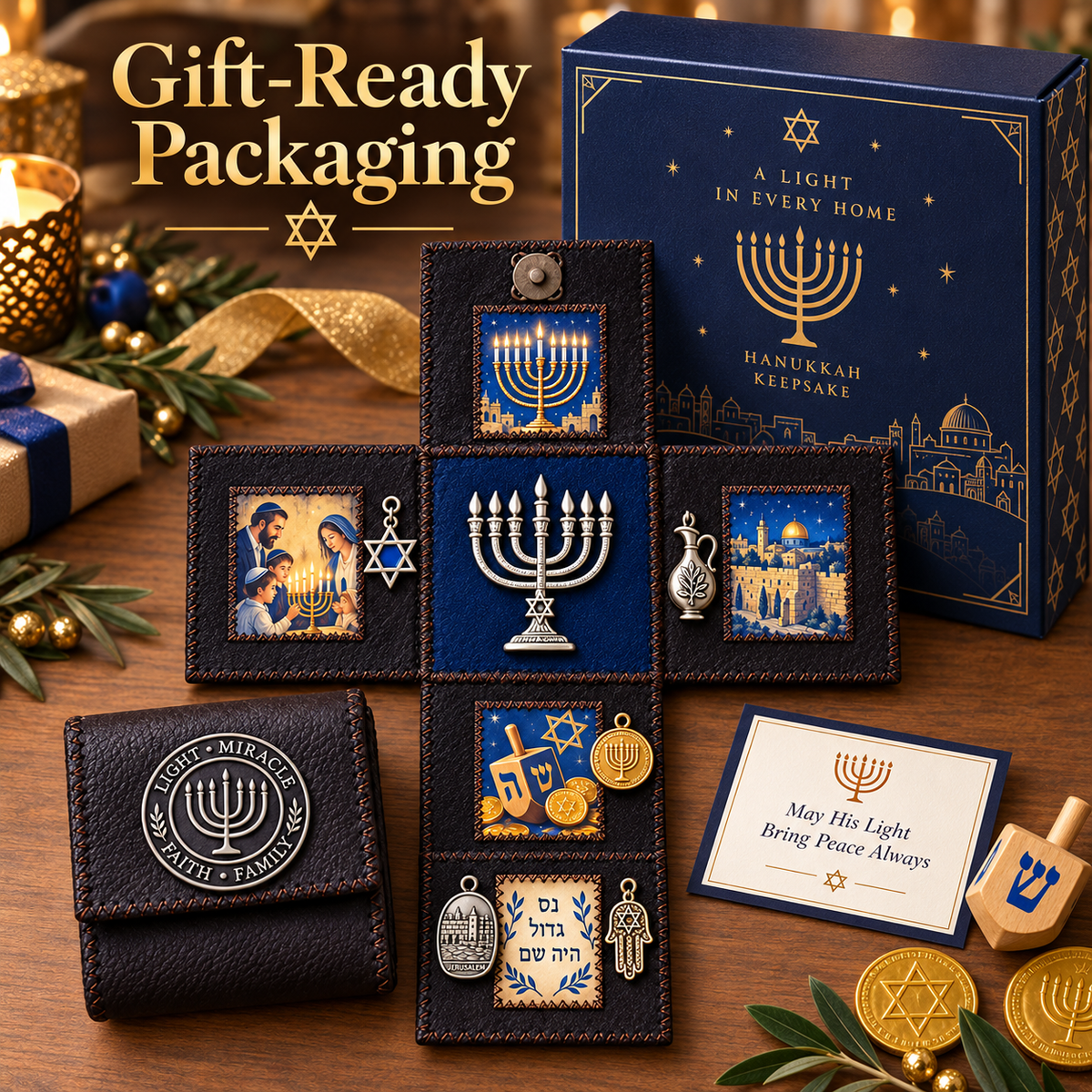 🕎✨ Hanukkah Portable Prayer Altar – Festival of Lights Keepsake for Faith & Family