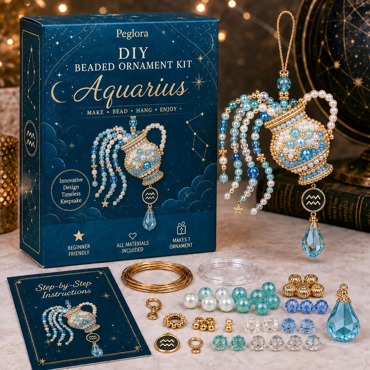 🌙 Beginner-Friendly Zodiac Blessing Beaded Ornament DIY Kit Collection
