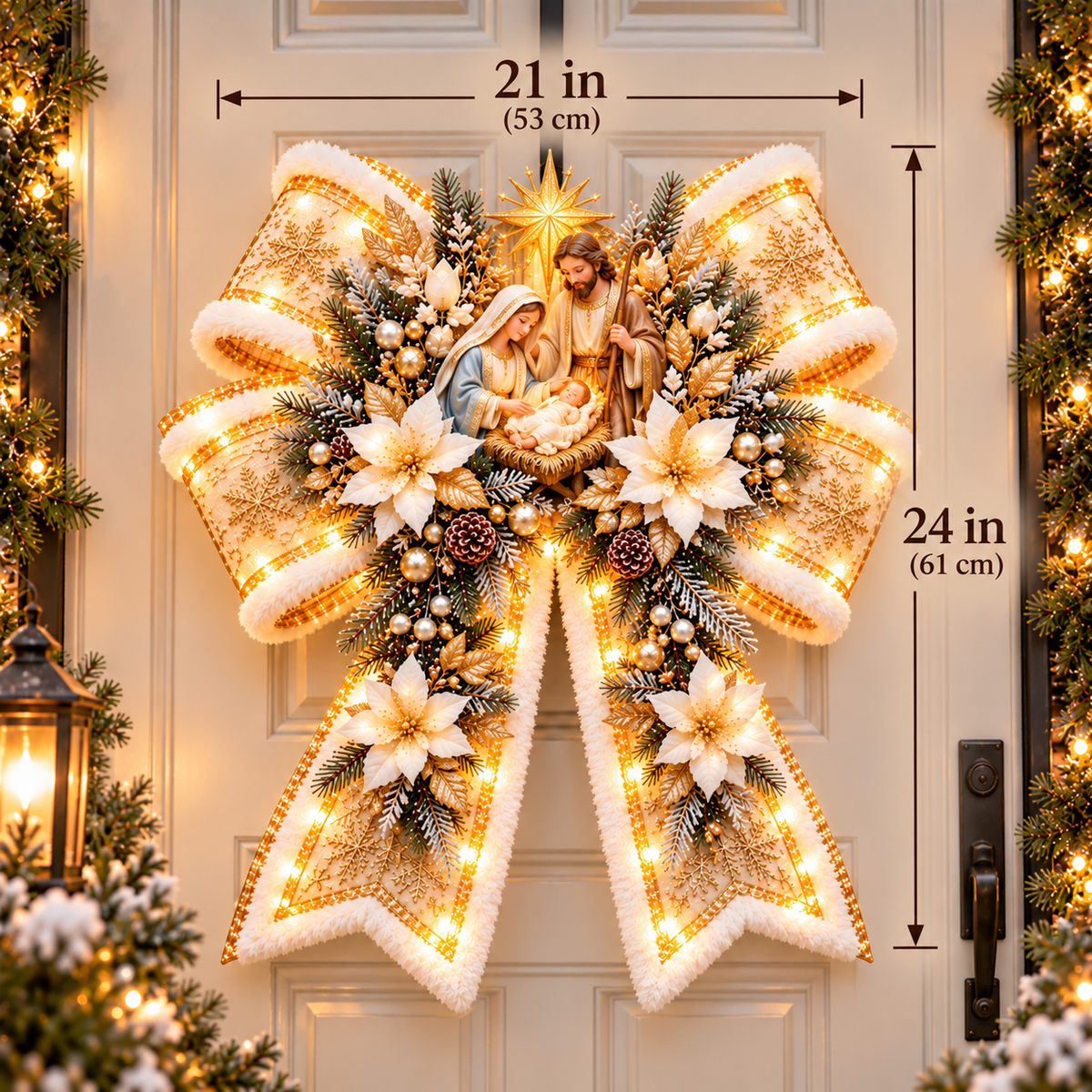 Christian Christmas Blessing Bow size 21 inches wide by 24 inches high