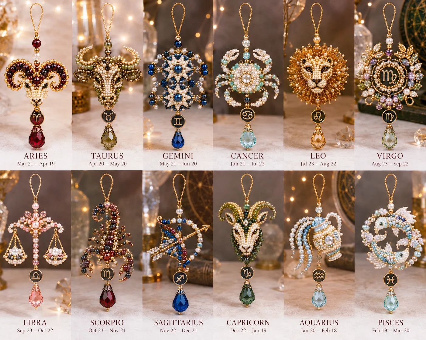 🌙 Beginner-Friendly Zodiac Blessing Beaded Ornament DIY Kit Collection