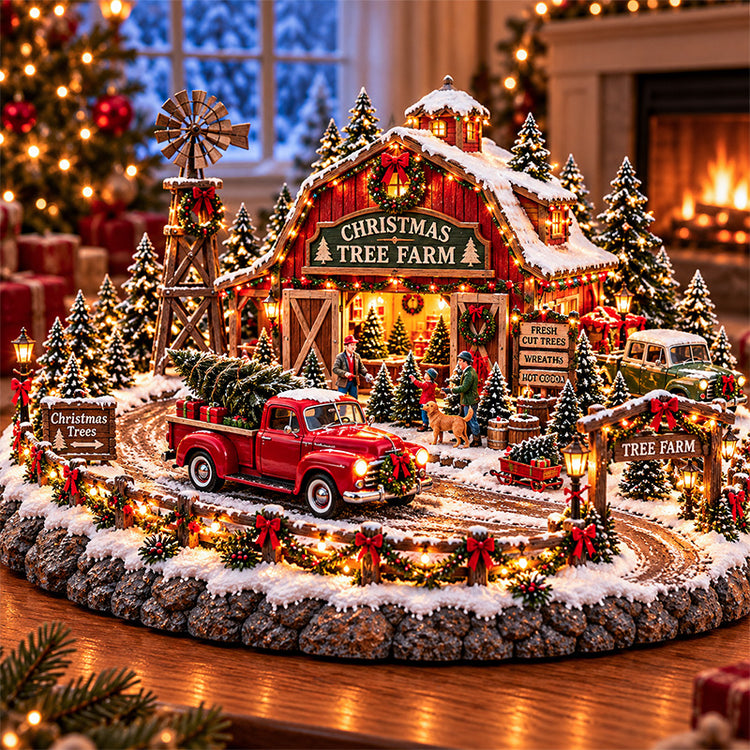 Vintage Pickup Truck Christmas Tree Farm Village