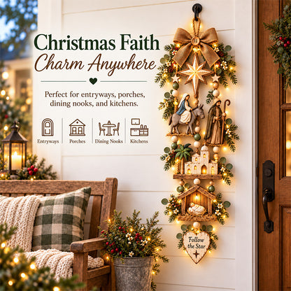 ✨ Follow the Star Nativity Wall Hanging – Rustic Christmas Journey Decor