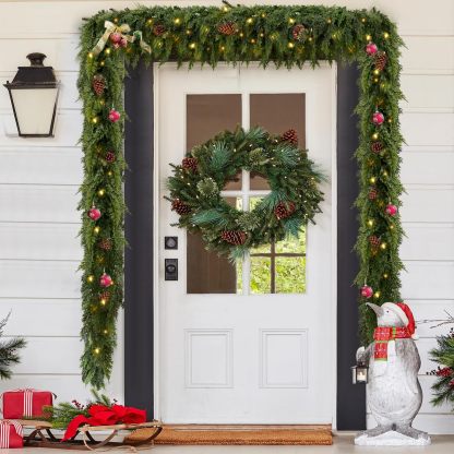 🎄2026 Christmas SALE💥 Pre-lit Christmas Cedar Garland