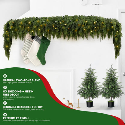 🎄2026 Christmas SALE💥 Pre-lit Christmas Cedar Garland