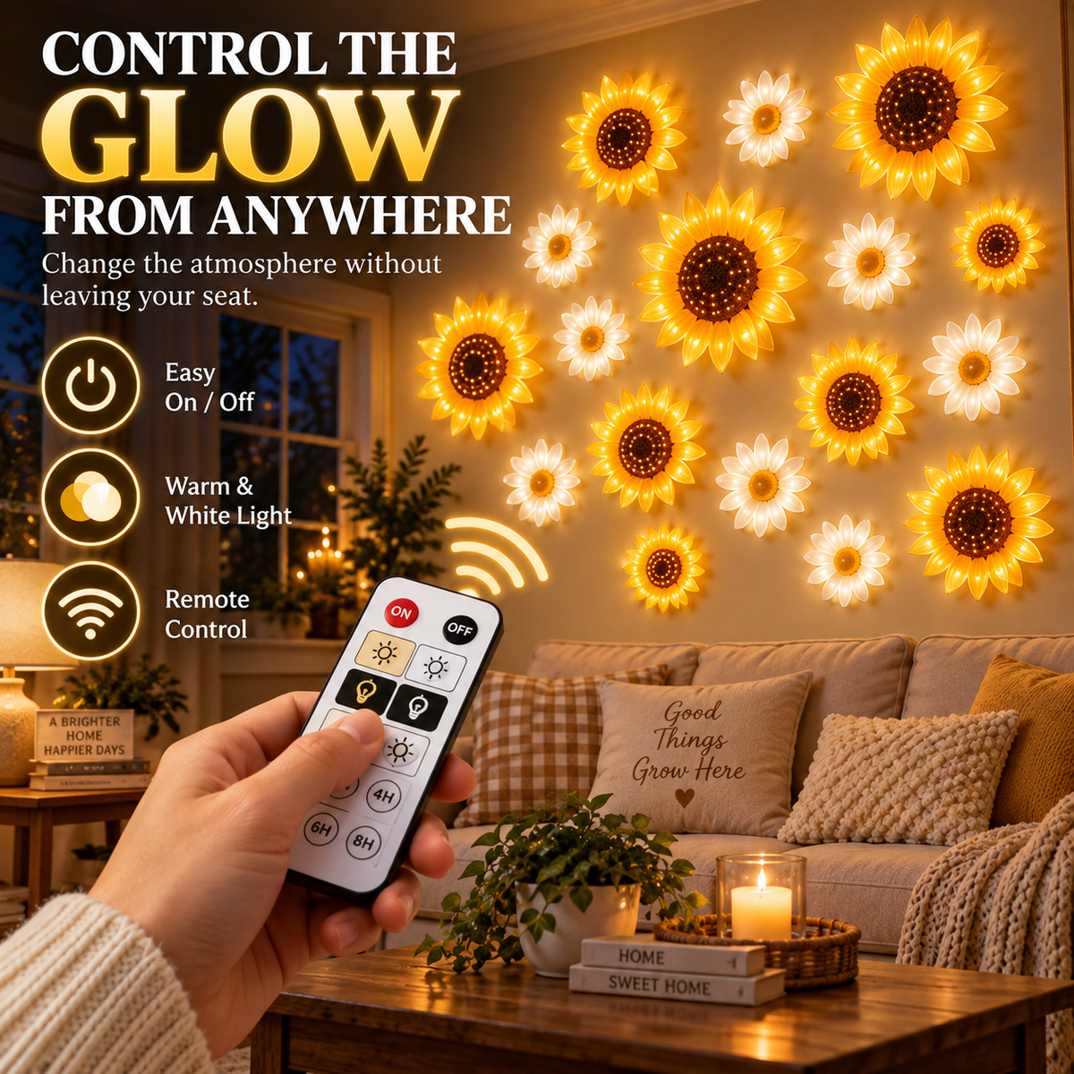 🌻 Sunflower & Daisy LED Wall Lights
