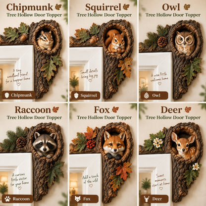 ⏰LAST DAY 50% OFF -🌿 Woodland Peekaboo Door Topper – 3D Tree Hollow Animal Doorframe Decor