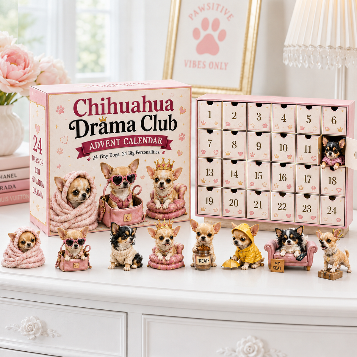💗 Chihuahua Drama Club Advent Calendar – 24 Tiny Dogs, 24 BIG Personalities 👑🐾