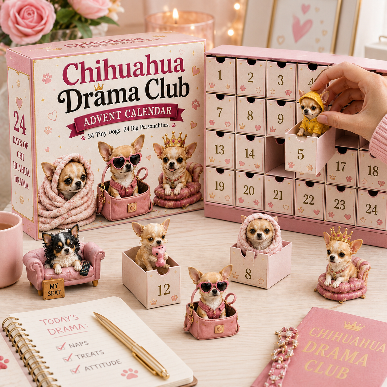 💗 Chihuahua Drama Club Advent Calendar – 24 Tiny Dogs, 24 BIG Personalities 👑🐾