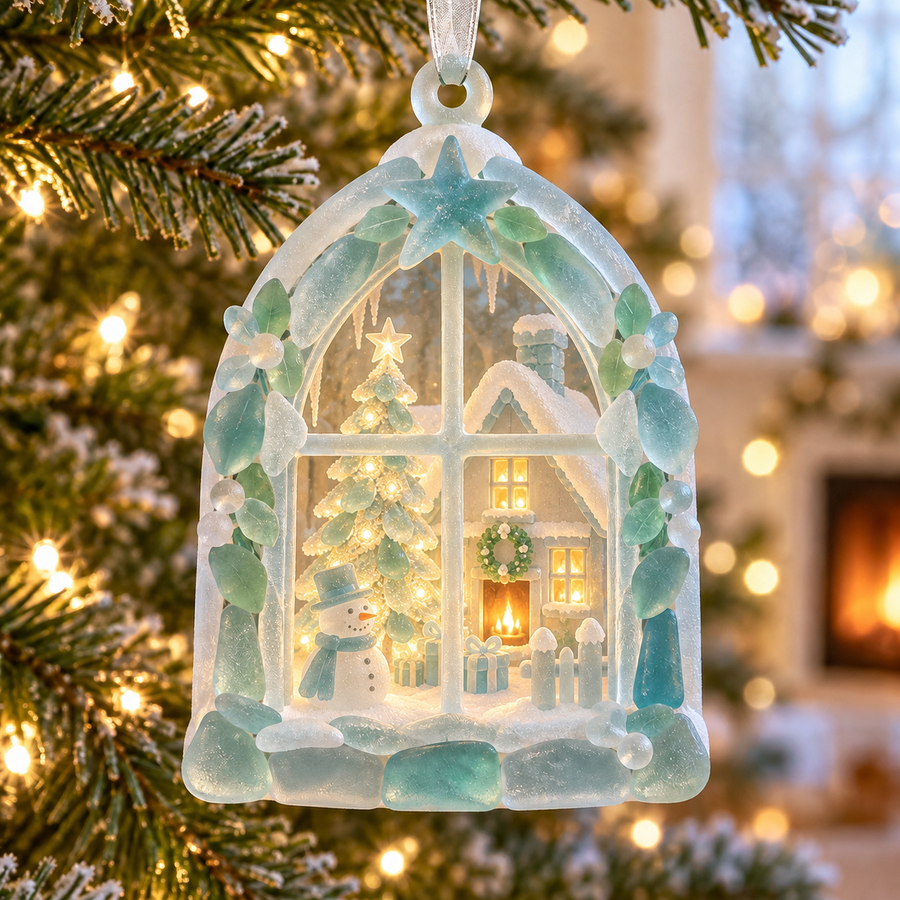 Snowy Cottage Christmas Window