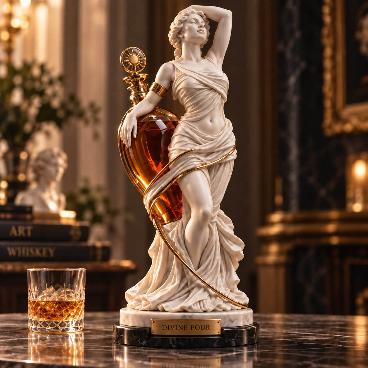 ✨🏛️ Divine Pour™ The Keeper – Museum-Inspired Sculptural Whiskey Decanter & Collector’s Display