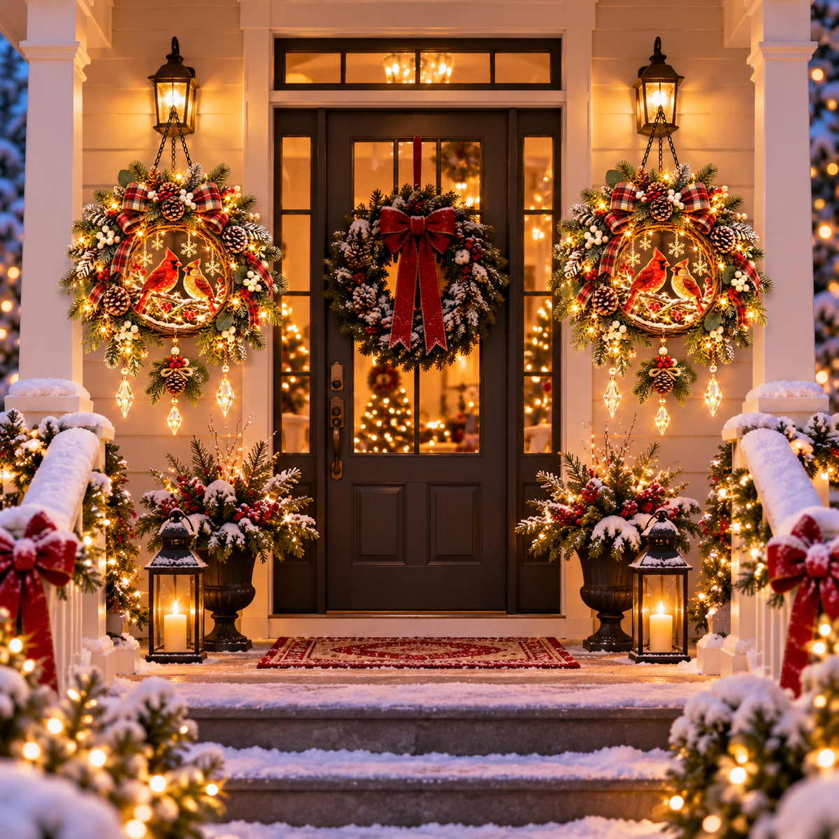 Cardinal Winter Glow™ – Pre-Lit Cardinal Christmas Hanging Porch Decor
