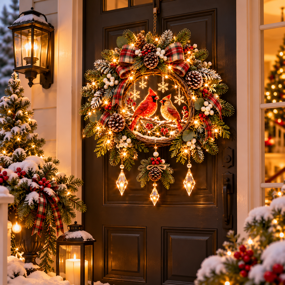 Cardinal Winter Glow™ – Pre-Lit Cardinal Christmas Hanging Porch Decor