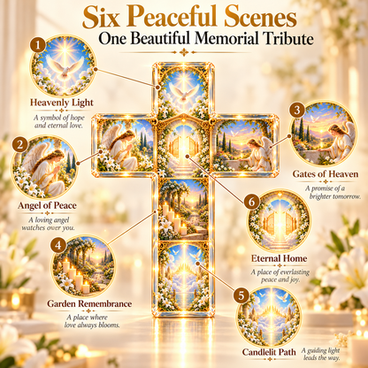 Heaven’s Garden Memorial Cross – Illuminated Remembrance Wall Decor