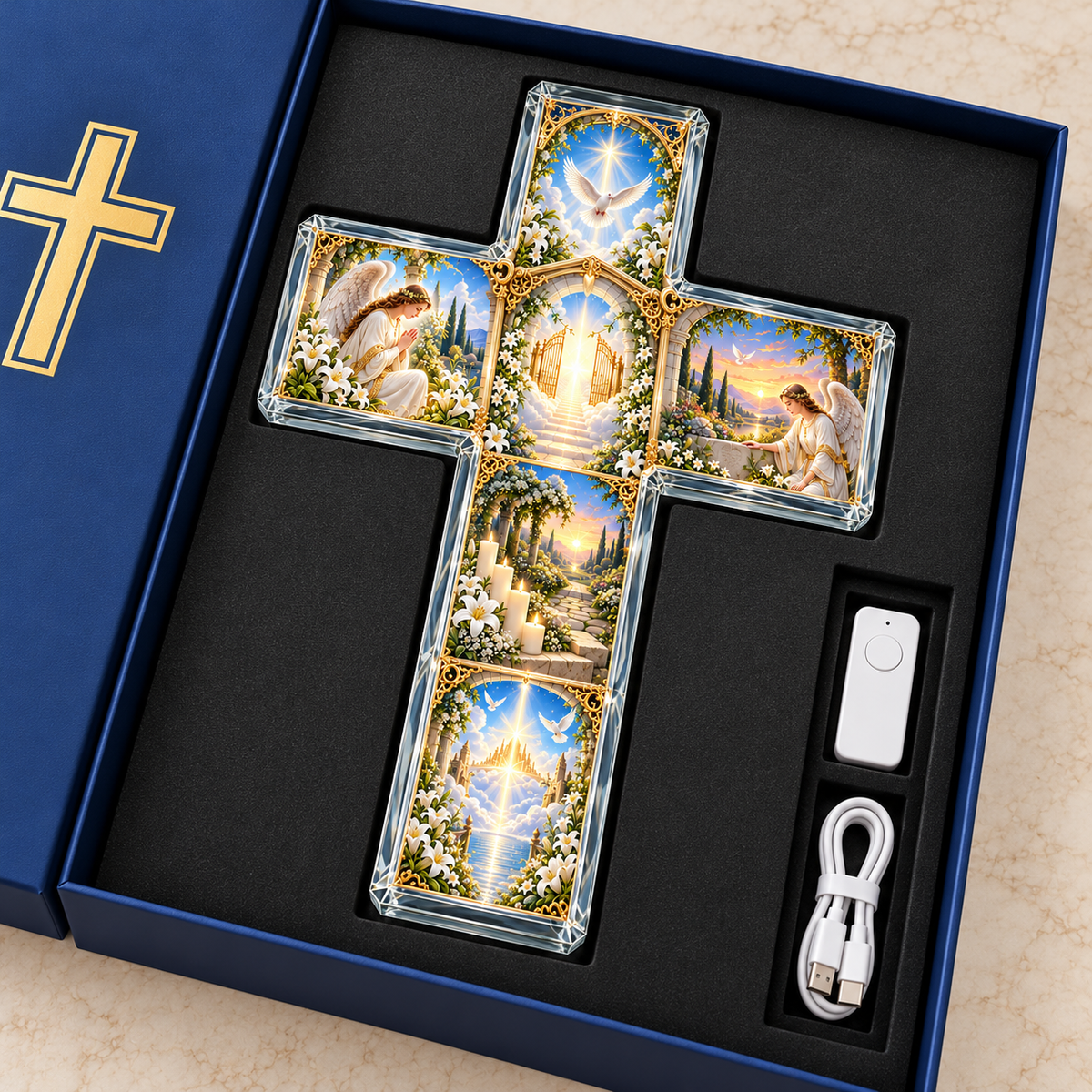 Heaven’s Garden Memorial Cross – Illuminated Remembrance Wall Decor