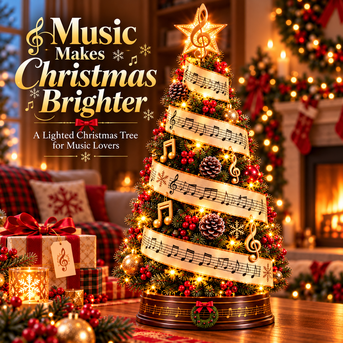Sheet Music Christmas Tree Light for music lovers