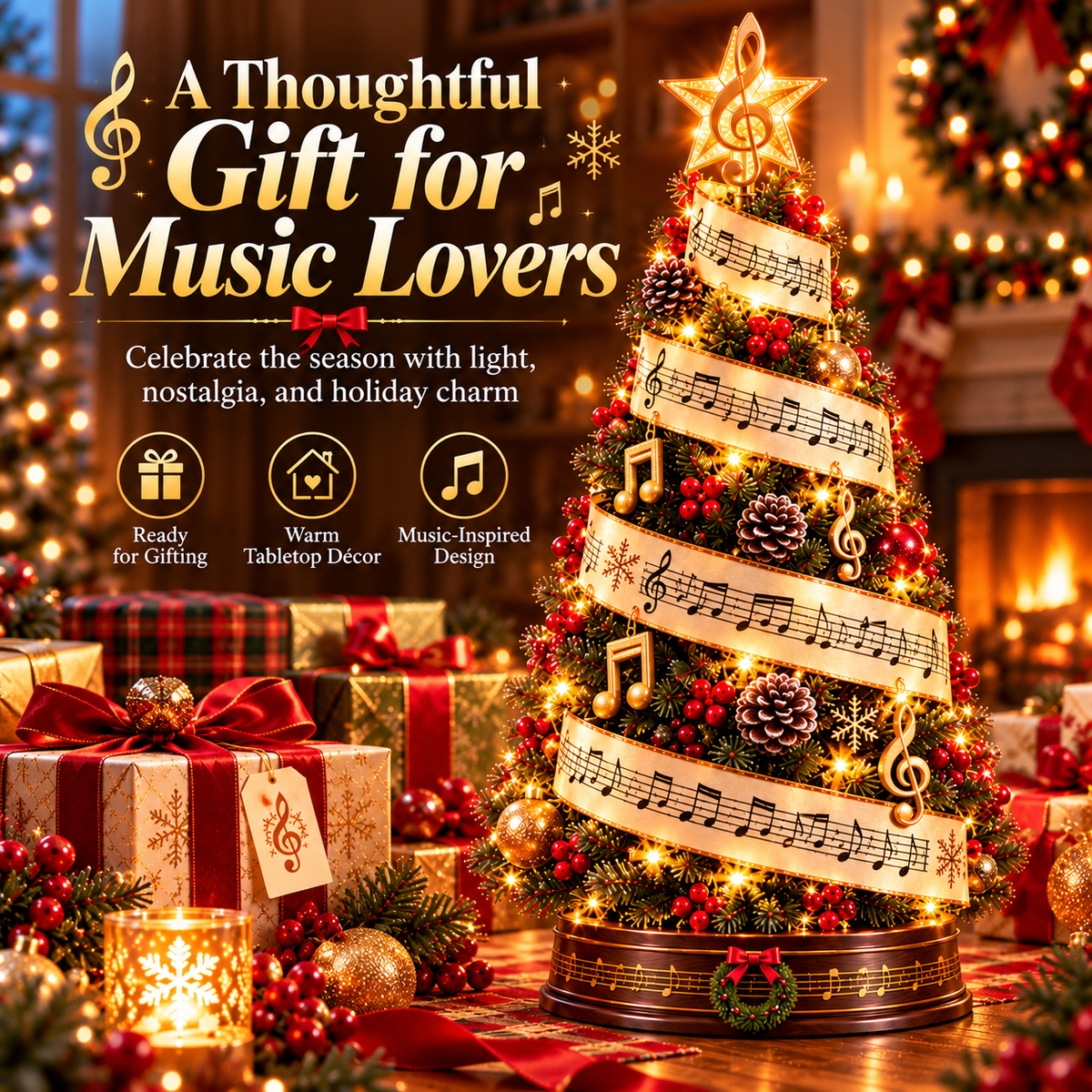 Sheet Music Christmas Tree thoughtful gift for music lovers