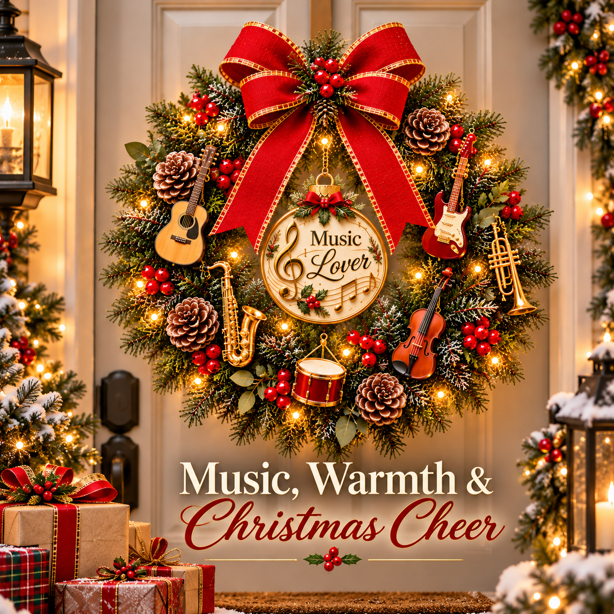 Music warmth and Christmas cheer wreath