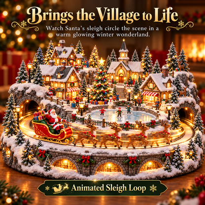 🎅 Santa’s Christmas Eve Sleigh Village – Animated Holiday Scene