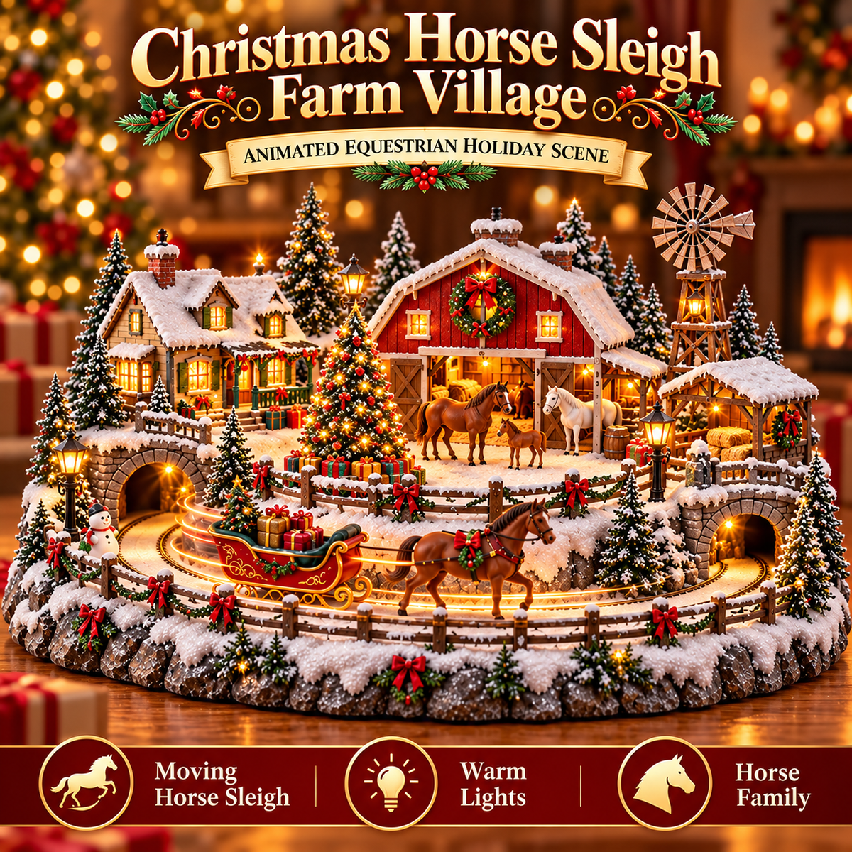 🐮 Highland Cow Christmas Farm Village – Animated Holiday Scene