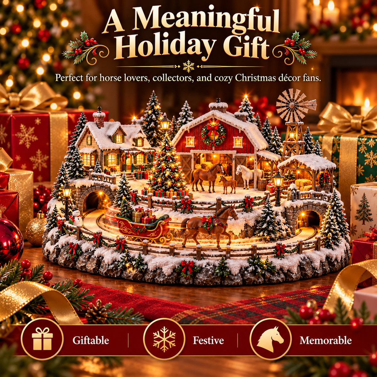 Christmas Horse Farm Village holiday gift