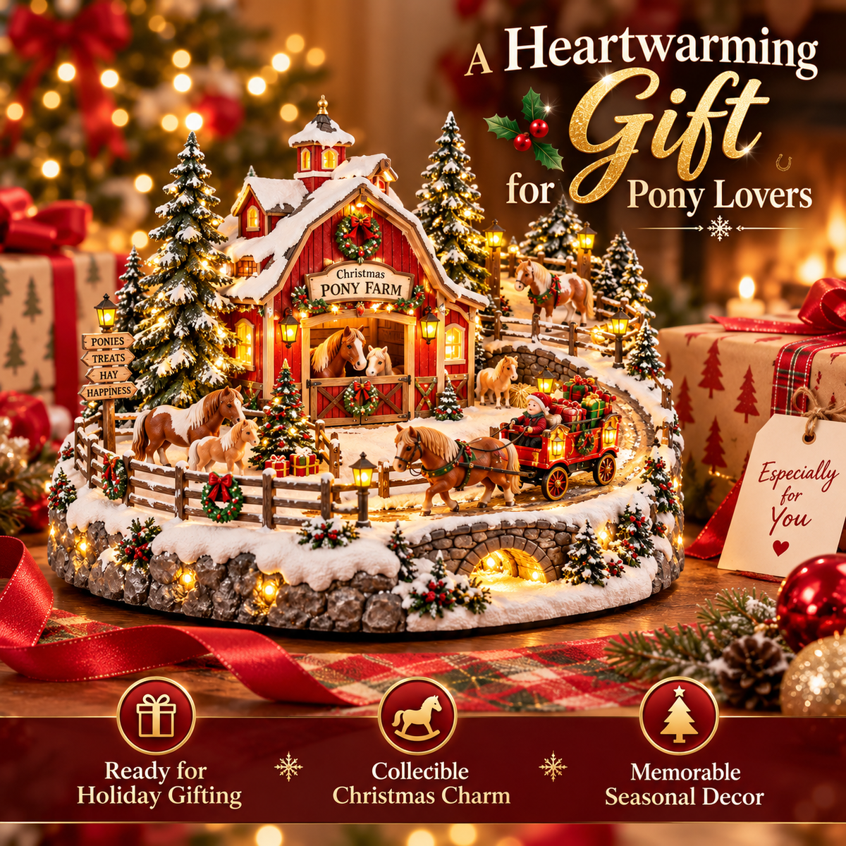 Christmas Pony Farm Village gift for pony lovers