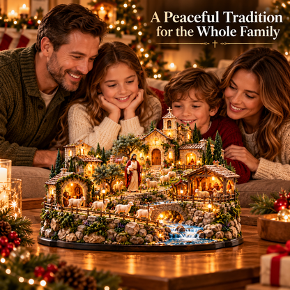 ✝️ Good Shepherd Hillside Village – Lighted Faith-Inspired Tabletop Scene