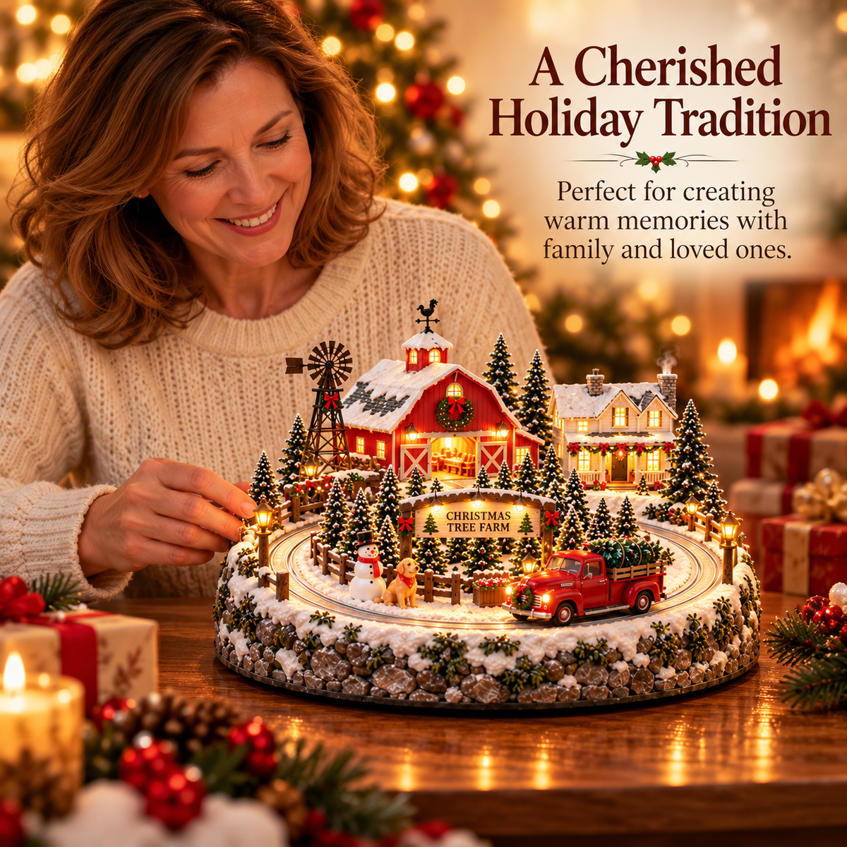 Christmas Tree Farm Village displayed as part of holiday home decor